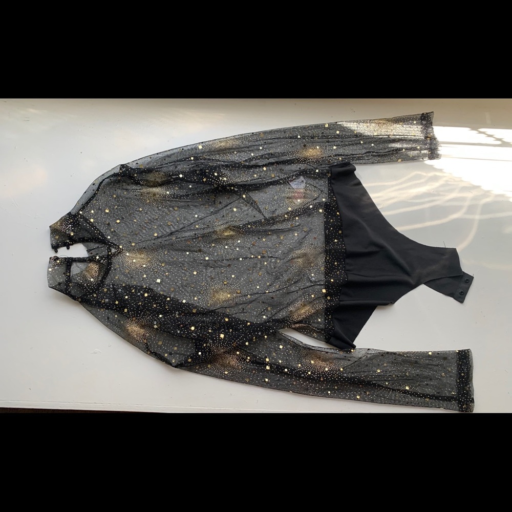 Femme Luxe Mesh Gold Speckle High Neck Bodysuit